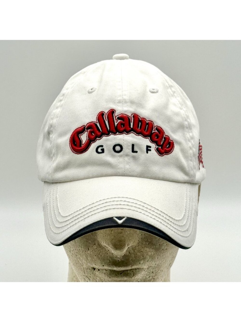 Callaway Golf White American Flag Cap With Adjustable Back Strap Pre Owned